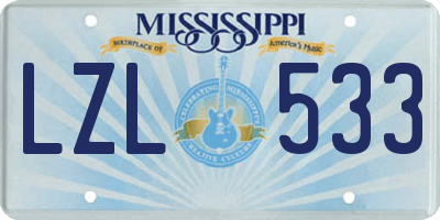MS license plate LZL533