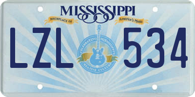 MS license plate LZL534