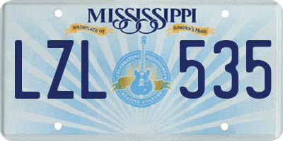 MS license plate LZL535