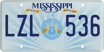 MS license plate LZL536