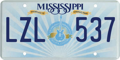 MS license plate LZL537