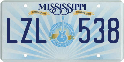 MS license plate LZL538