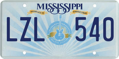 MS license plate LZL540
