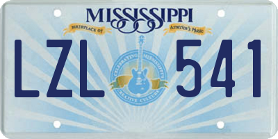 MS license plate LZL541