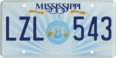 MS license plate LZL543