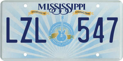 MS license plate LZL547