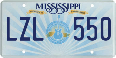 MS license plate LZL550