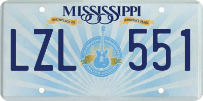 MS license plate LZL551