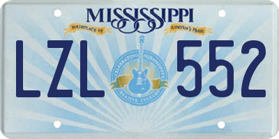 MS license plate LZL552