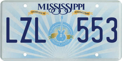 MS license plate LZL553