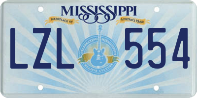 MS license plate LZL554