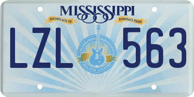 MS license plate LZL563