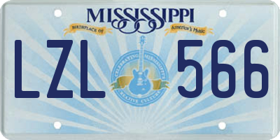 MS license plate LZL566