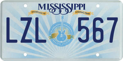 MS license plate LZL567