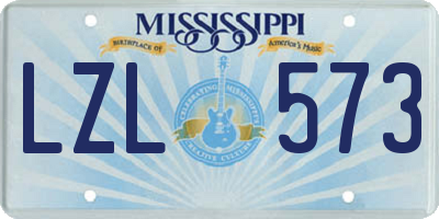 MS license plate LZL573