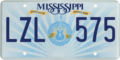 MS license plate LZL575