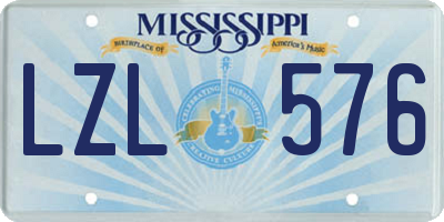 MS license plate LZL576