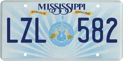 MS license plate LZL582