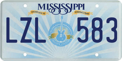 MS license plate LZL583