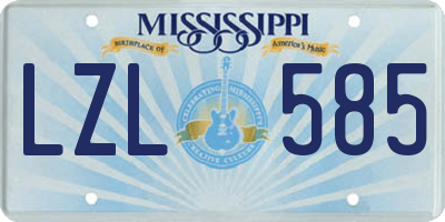 MS license plate LZL585