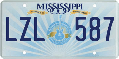 MS license plate LZL587