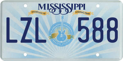 MS license plate LZL588