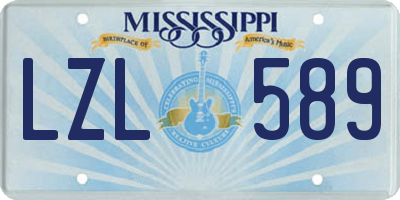 MS license plate LZL589