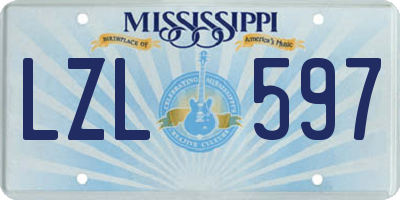 MS license plate LZL597