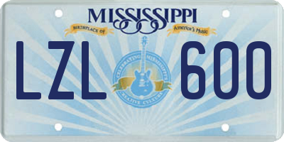 MS license plate LZL600