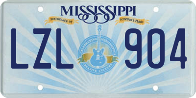 MS license plate LZL904