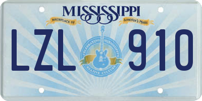 MS license plate LZL910