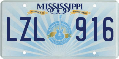 MS license plate LZL916
