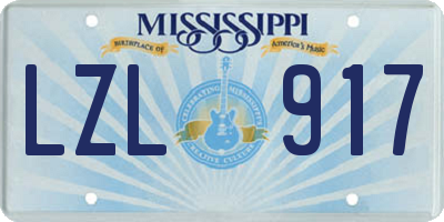 MS license plate LZL917