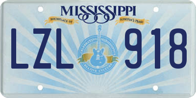 MS license plate LZL918