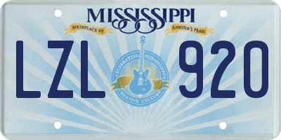 MS license plate LZL920