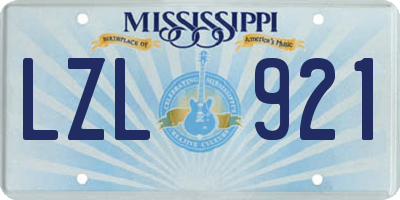 MS license plate LZL921