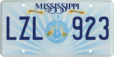 MS license plate LZL923