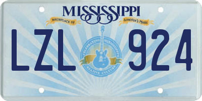 MS license plate LZL924