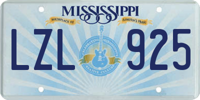 MS license plate LZL925