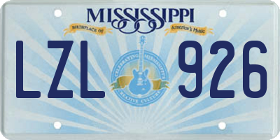 MS license plate LZL926