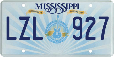 MS license plate LZL927