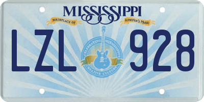 MS license plate LZL928