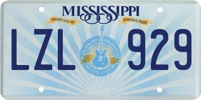 MS license plate LZL929