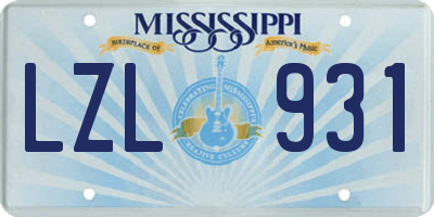 MS license plate LZL931