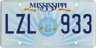 MS license plate LZL933