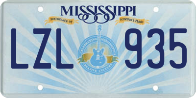 MS license plate LZL935