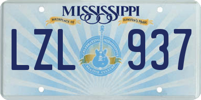 MS license plate LZL937