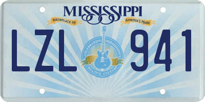 MS license plate LZL941