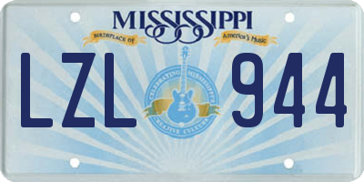 MS license plate LZL944