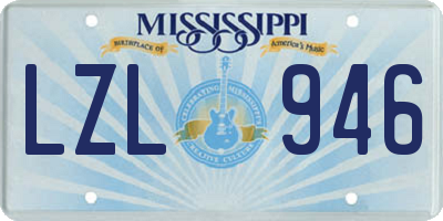 MS license plate LZL946
